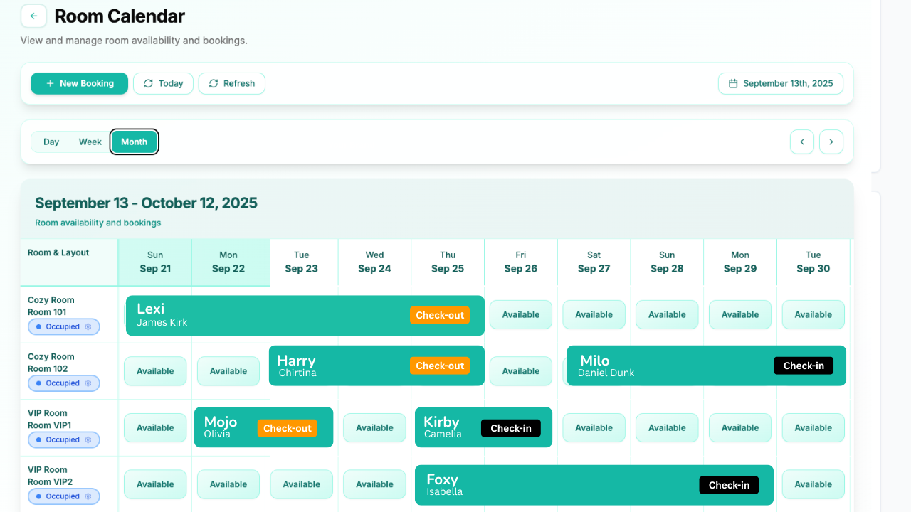 Boarding Calendar View