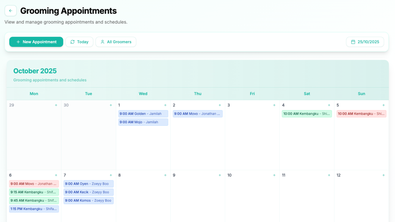 GoPet AI Grooming Calendar